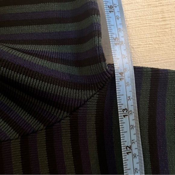 John + Jenn Knit Dress - Women's Medium Green Black Navy EUC - Striped Office - Picture 10 of 13